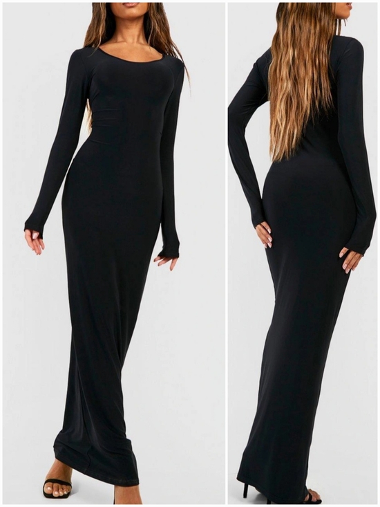 Boohoo Dresses & Skirts - Black Ribbed Long Sleeve Maxi Column Dress - 8